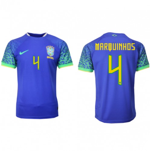 Brazil Marquinhos #4 Replica Away Shirt World Cup 2022 Short Sleeve